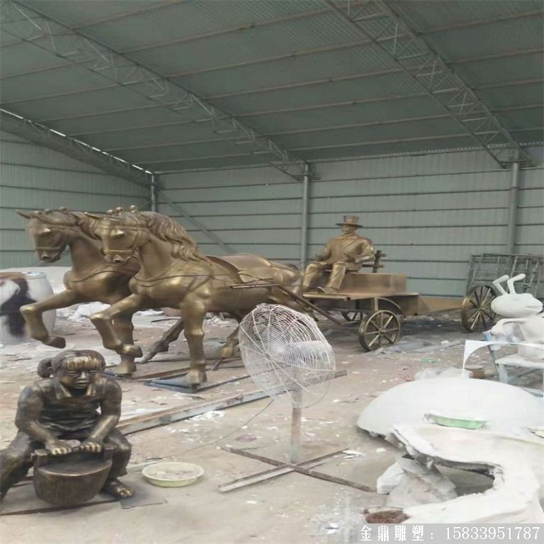 玻璃鋼仿銅馬車雕塑，馬車雕塑定做，啤酒節(jié)馬車雕塑8