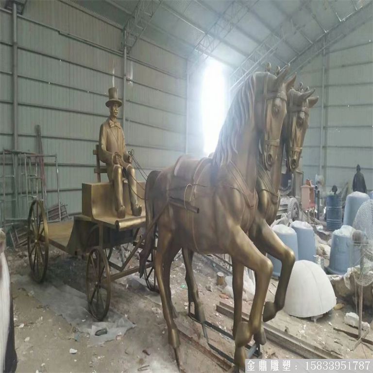 玻璃鋼仿銅馬車雕塑，馬車雕塑定做，啤酒節(jié)馬車雕塑5