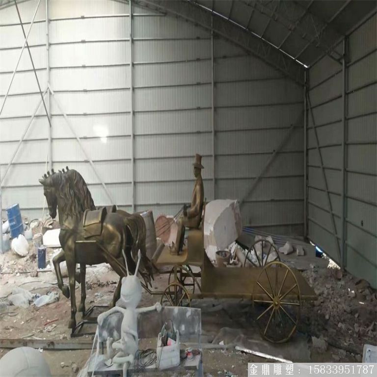 玻璃鋼仿銅馬車雕塑，馬車雕塑定做，啤酒節(jié)馬車雕塑6