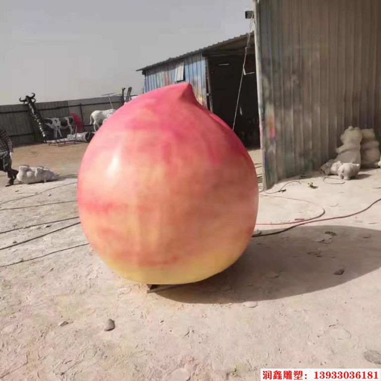 玻璃鋼仿真桃子雕塑 水果桃子雕塑 廠家定制