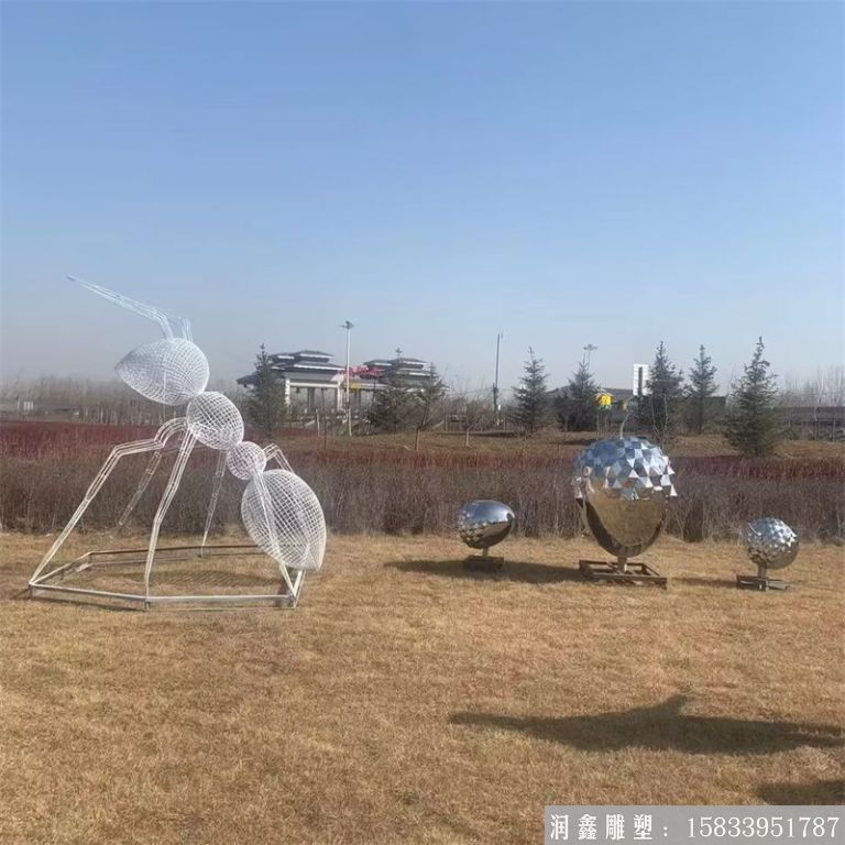 廠家加工不銹鋼螞蟻雕塑 鏤空螞蟻景觀