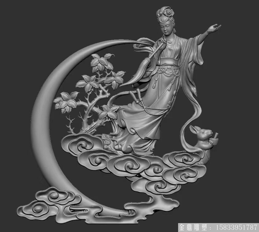 嫦娥奔月模型圖 玻璃鋼古代神話人物雕塑模型定制